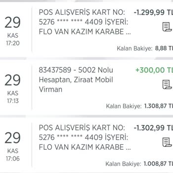 FLO Ayakkabı Pos Cihazından Yanlış Para Çekimi