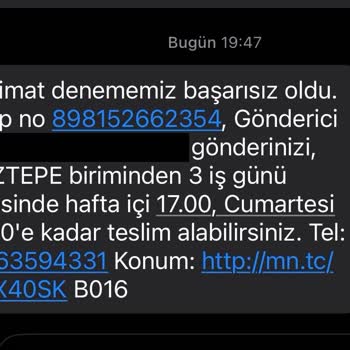 MNG Kargo Göztepe Şubesi Teslimat Şikayeti