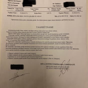Marmara Park Taahhüt Edilip Ve Yerine Getirilmeyen Hizmet