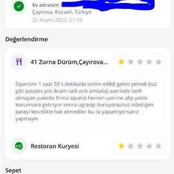 Getir Yemek Müşteri Memnuniyetsizliği