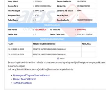 Aras Kargo Eve Teslim Yapmıyor