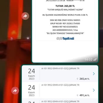 Şırnak Güçlükonak A101 Marktın İki Kez Ödeme Alıp Paramı İade Etmemesi