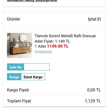 A101 İnternet Sayfasından Vermiş Olduğum Sipariş Gelmedi