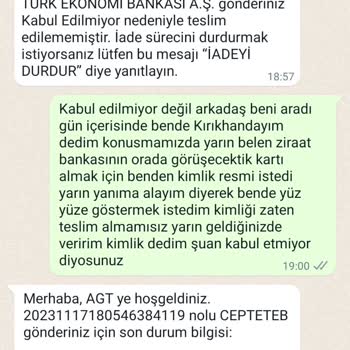 TEB Atg Kurye İşini Düzgün Yapmıyor