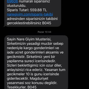 Nare Giyim Siparişimi Göndermiyor Müşterileri Oyalıyor