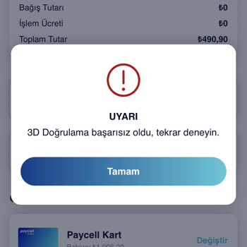 Paycell 3D Doğrulama Hatası