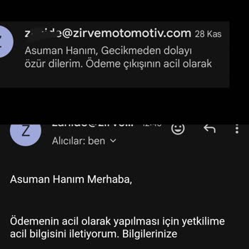 Zirvem Otomotiv A. Ş Paramı Yatırmadı.