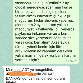 AGT Kurye 2 Aydır Kartımı Teslim Etmiyor!