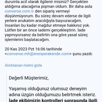 Converse.com.tr İademi 2 Haftadır Yapmıyor. Kimse Birse Y Bilmiyor.