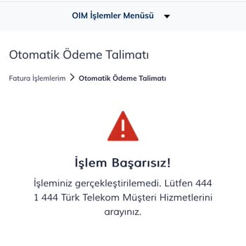 Türk Telekom Otomatik İşlem İptali Gerçekleştirememe