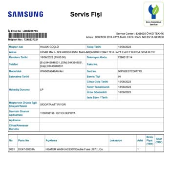 Samsung Çamaşır Makinesinin Yenisi İle Değişimi