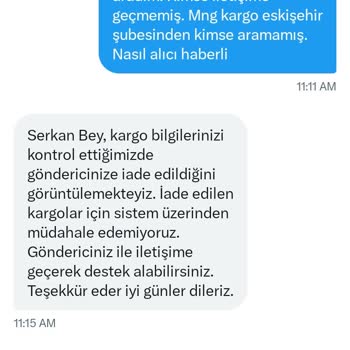MNG Kargo Kargom Alıcıya Haber Vermeden İade Edildi