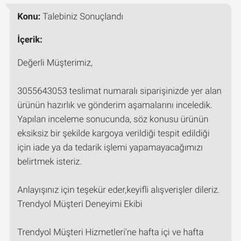 Trendyol Kusurlu Ürününü Kabul Etmeyen Satıcı