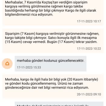 ROVENA'dan Koçtaş Kanalıyla Verilen Sipariş 25 Gündür Kargolanmadı