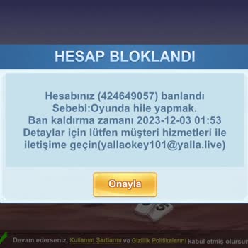 101 Okey Yalla Haksız Yere Banlanan Hesabın İncelenmesi Talebi