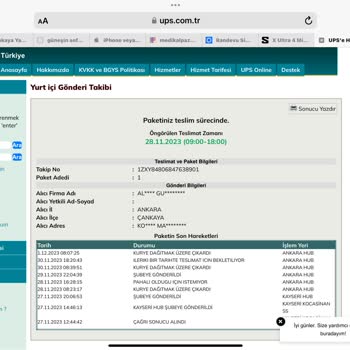 UPS Türkiye Paketimi Teslim Etmiyor