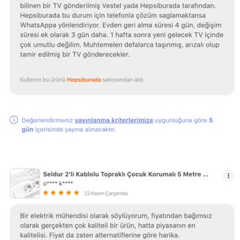 Hepsiburada Toshiba Kırık TV Değişim Sorunu
