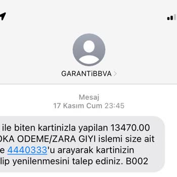 Zara Kredi Kartımdan Bilgim Dışında İşlem Yapıldı