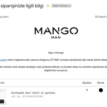 Mango Ürün Stok Sorunu
