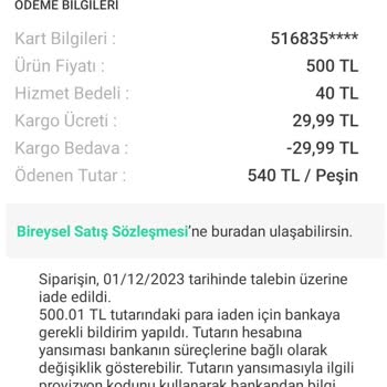 Dolap Eksik Ücret İadesi