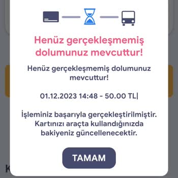 Kent Kart Gerçekleştirilmemiş Dolum Hatası