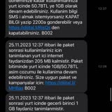 Turkcell İnternet Aşım Paket Bilgilendirmesi