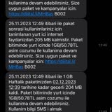 Turkcell İnternet Aşım Paket Bilgilendirmesi