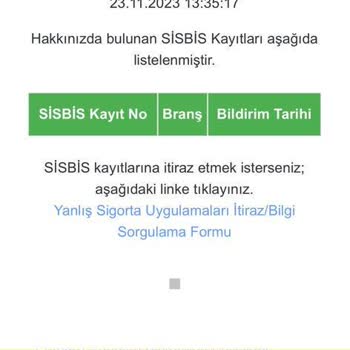 Bereket Sigorta Sisbis Kaydı Sıkıntısı