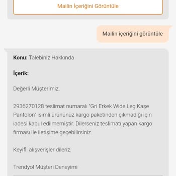 Trendyol Express Ürünün İade Kargosunu Kaybettiler Ve Yalan Söyleyerek Mağdur Ettiler