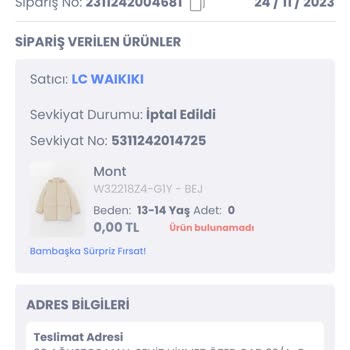 LCW Ürünü İptal Etti