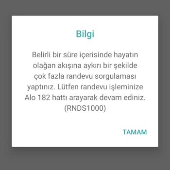 Çok Fazla Sorgulama Yaptınız. 182 Ara Hatası