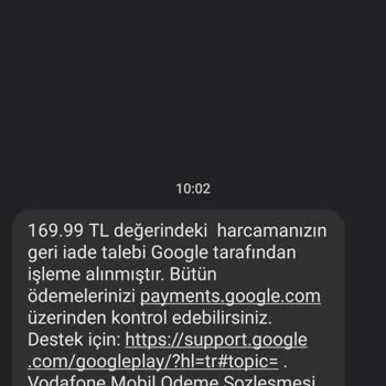 Vodafone Mobil Ödeme Hatalı İşlem Ücret İadesi Talebi
