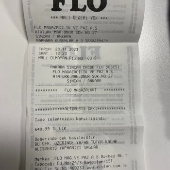 FLO Ayakkabı FLO Nun Sorumsuzluğu