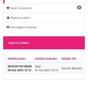 Eve Ürünün Kendi Kendine İptal Edilmesi