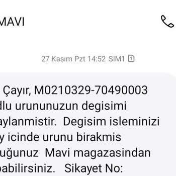 Mavi Espark Mavi Mağazası Ayıplı Ürünü Değiştirmiyor.