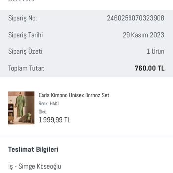 Madame Coco Yanlış Beden Ve İstem Dışı Sipariş İptali