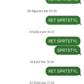 Sportstyle Mesaj Ve Bildirim Almak İstemiyorum