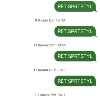 Sportstyle Mesaj Ve Bildirim Almak İstemiyorum