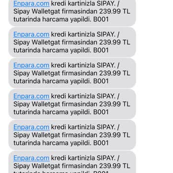 Sipay Enpara.com Kredi Kartım Üzerinden İstemsiz Harcama Yapılması