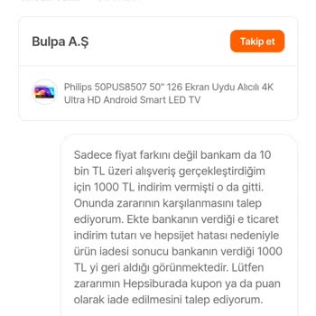 hepsiJET Hepsiburada Durup Dururken Aldığım TV Yi Satıcıya İade Etti.