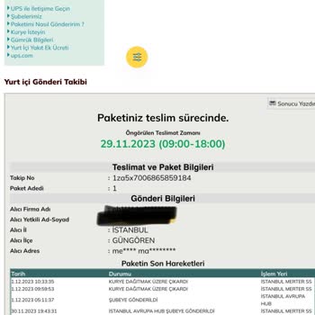 UPS Merter Şubesi Kargom Gelmedi
