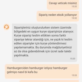 Burger King Eksik Sipariş Ve İade Sorunu