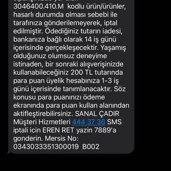 Sanal Çadır 35 Gündür Paramı İade Etmiyor