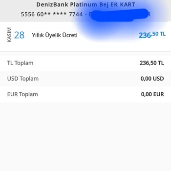 Denizbank Benden İzinsiz Kart Aidatı Kesmiş