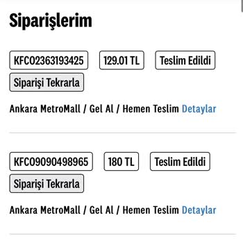 KFC Online 2 Kere Çekilen Para