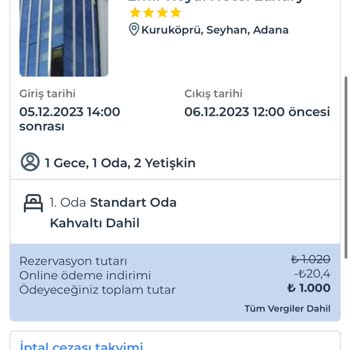 Otelz.com Yanlış Fiyat