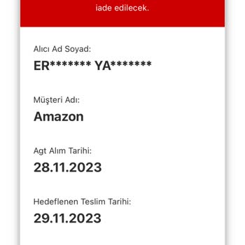 AGT Kurye Ve Amazon Benden Habersiz İade Gerçekleştirdi