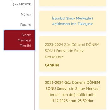 AÖF Sınav Giriş Yeri Değişikliği