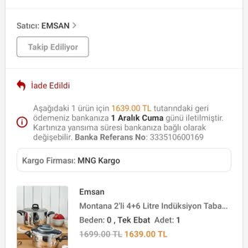 Trendyol-Emsan-MNG İşbirliğinde Mağdur Tüketici Oldu.