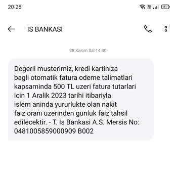 İş Bankasının Faturalardan Faiz Alması